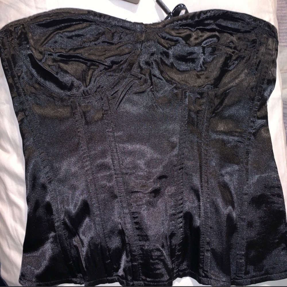 Black Satin Corset crop top